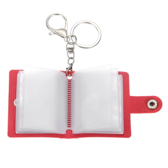 1 Pcs Personalized Leather Mini Photo Album Keychain with 10 Pictures, Red
