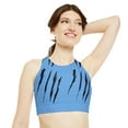 thumbnail image 3 of Effete Feline Claw Marks Scratch High Neck Crop Bikini Top (AOP), 3 of 5
