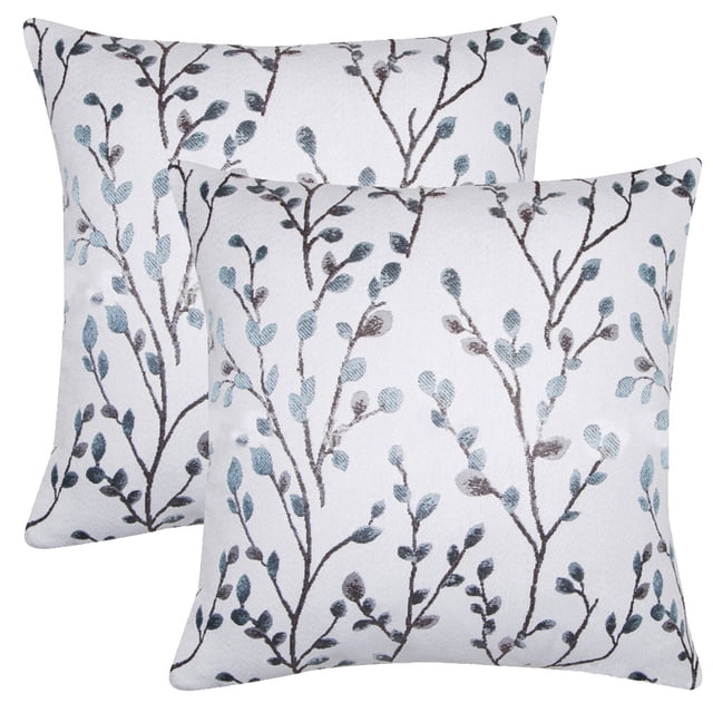 2 uds Pastoral flor hoja planta almohada hogar sofá cintura cubierta trasera sin núcleo almohada