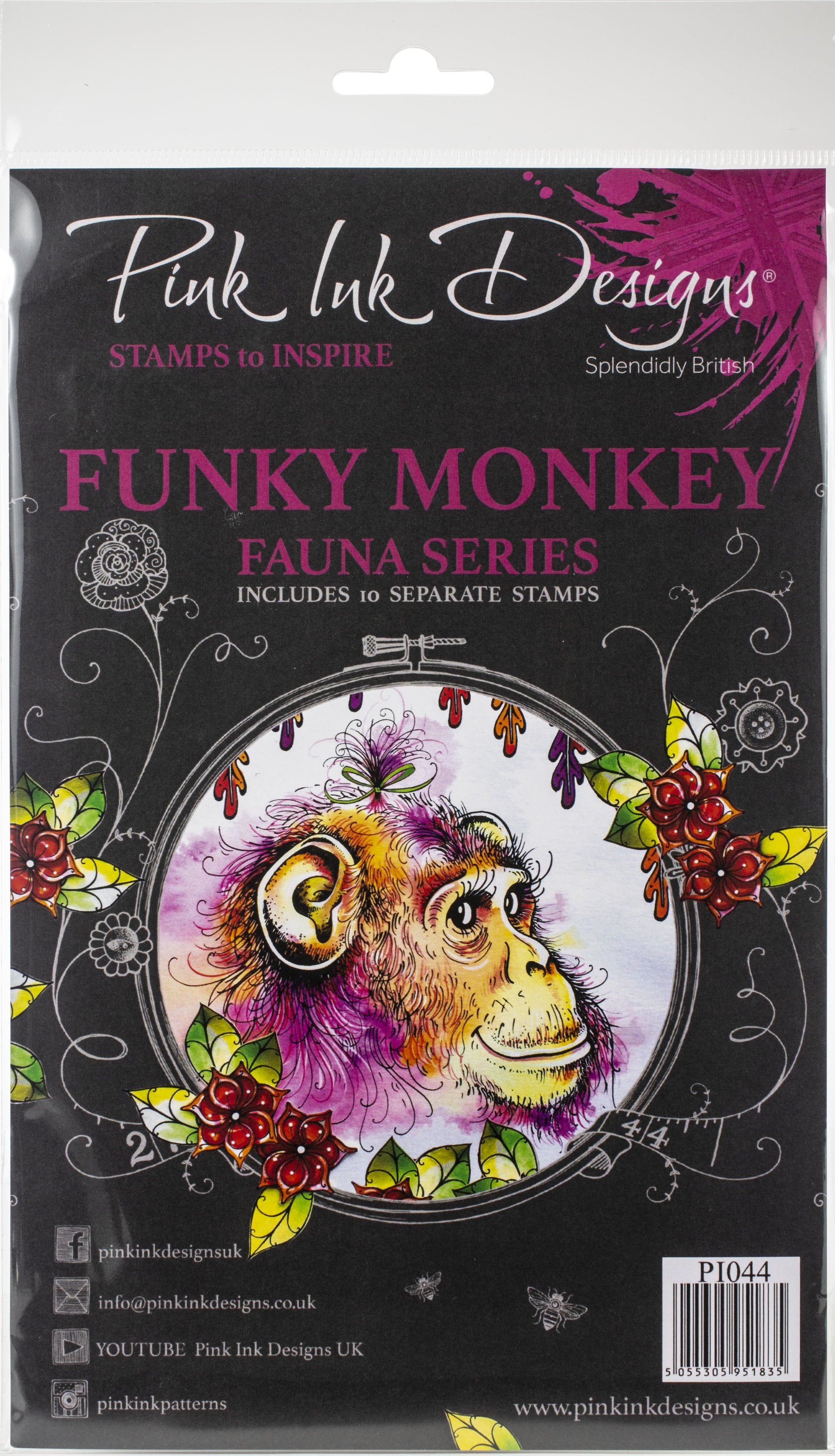 Pink Ink Designs A5 Clear Stamp Set-Funky Monkey - Walmart.com