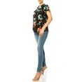 thumbnail image 4 of Women's Floral Print Overlapping Short Sleeve Top with Front Tie Collar, 4 of 5