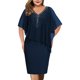 thumbnail image 1 of Gibobby Vestido De Mujer De Corte Vestido largo informal de manga corta con cuello en V de talla grande a la moda para mujer(Marina,CH), 1 of 3