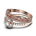 thumbnail image 4 of Dazzling Minimalist 2.00 Catar Round Cut Diamond Moissanite Engagement Ring, Wedding Ring, Two Matching Band in 925 Sterling Silver With 18k Rose Gold Plating Gift For Her, Silver, 4 of 4
