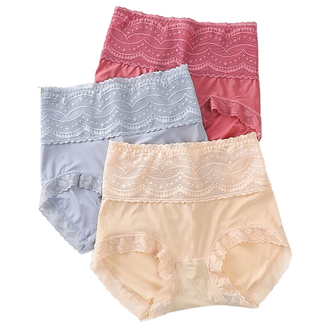Culotte Femme Taille Haute 3 Pcs Contrôle du Ventre Culotte en Coton sous-Vêtements