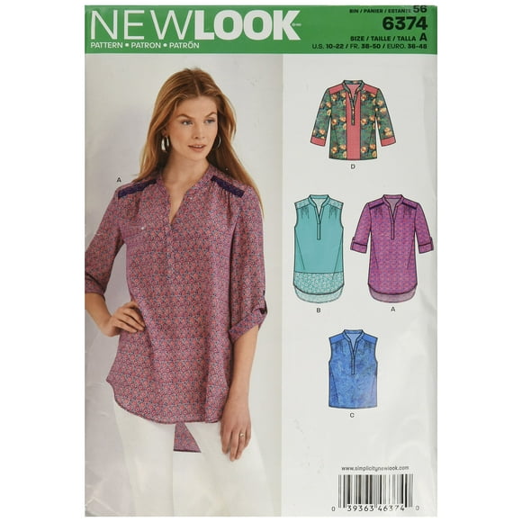New Look 6374 Chemises pour Miss avec Options de Manches et Longueur Kit de Couture, Taille A (10-12-14-16-18-20-22)