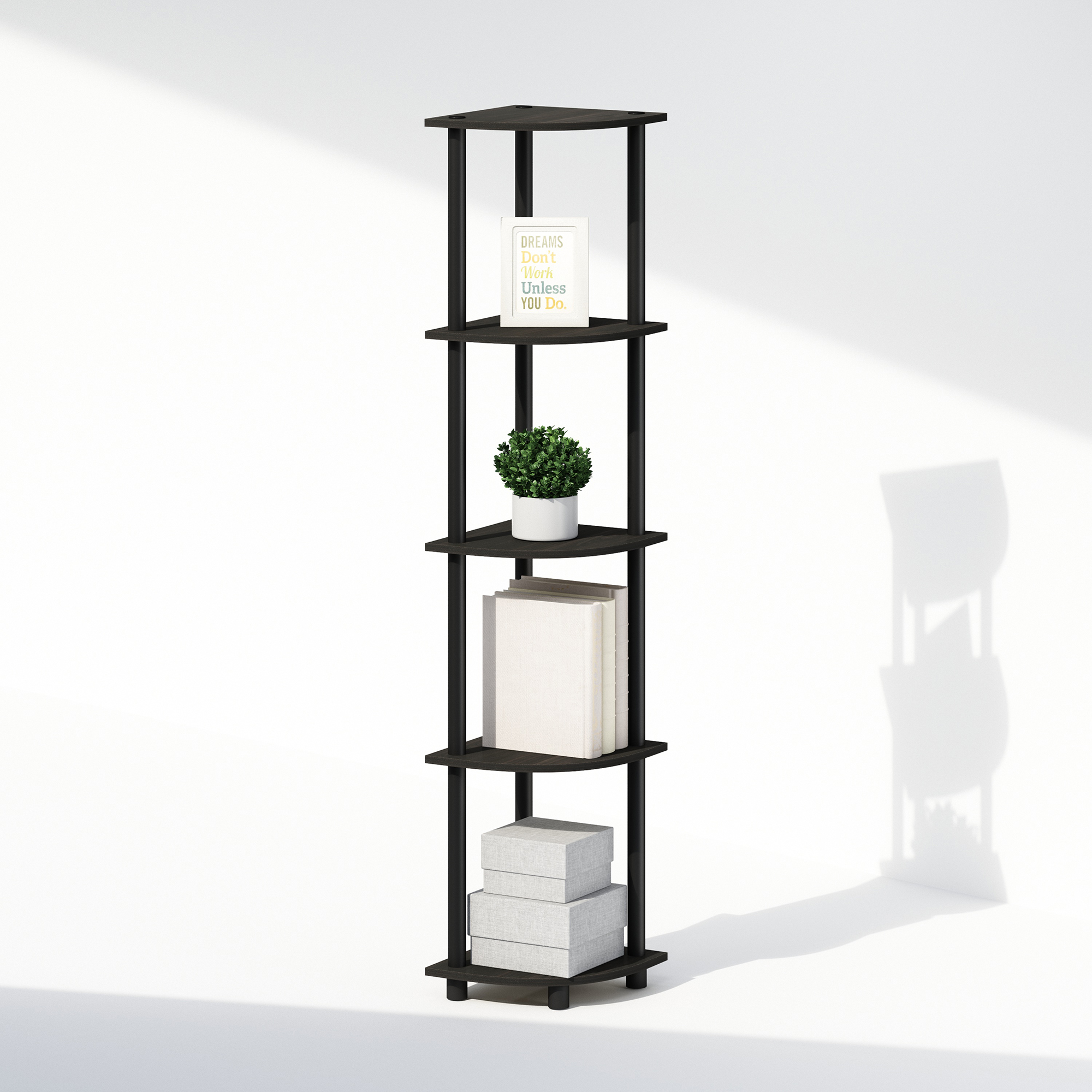 Furinno Turn-N-Tube 5-Tier Corner Display Rack, Black photo 4