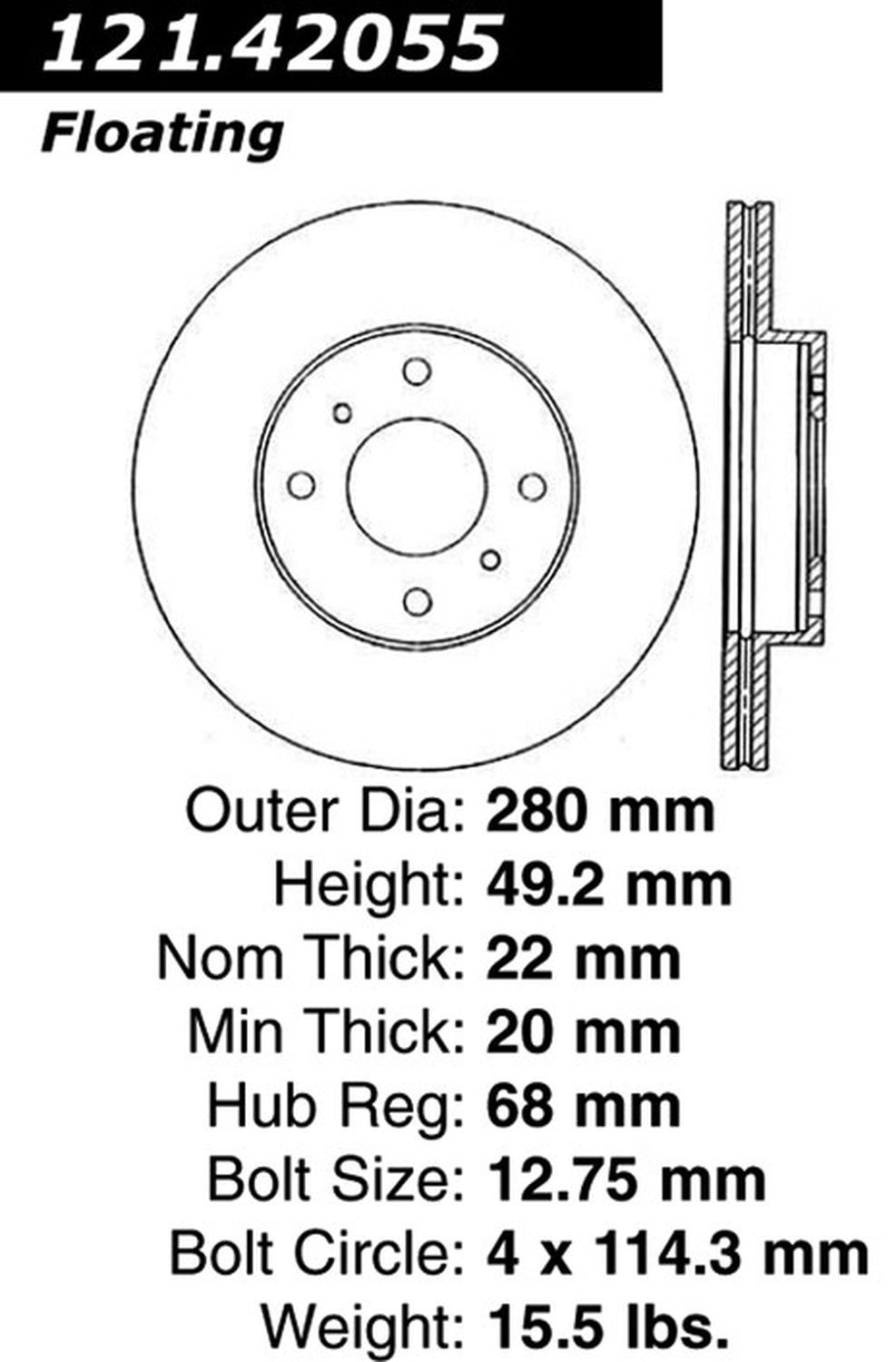 C-Tek Disc Brake Rotor 121.42055 Fits select: 1993-2001 NISSAN ALTIMA, 2001 NISSAN SENTRA