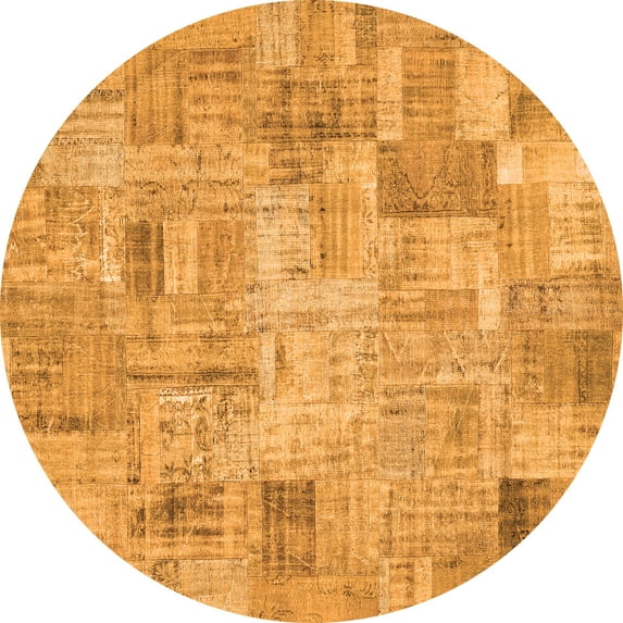 Ahgly Company Indoor Round Patchwork Orange Transitional Area Rugs, 8' Round