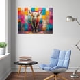 thumbnail image 2 of HFDF Highland Cow Wall Art Abstract Oil Painting Style Animals Painting Canvas Prints Artwork Modern Colorful Highland Cattle Posters Living Room Bedroom Decor Ready to Hang- 24x16inch Framed, 2 of 6