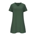 thumbnail image 5 of Summer Dresses for Women Loose Cotton Linen Dresses V Neck Short Sleeve Casual T Shirt Dress Flowy Beach Sundresses with Pockets, 5 of 8