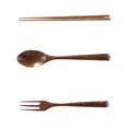 thumbnail image 1 of Rustic Wooden Cutlery Set for Use Assorted Color Safe 3 Pcs, 1 of 3