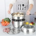 thumbnail image 4 of 11" Steamer Pot, 3 Tier Stainless Steel Steaming Pot Dim Sum Cookware, Food Vegetable Cooking Pan With Stackable Pan Insert/Lid for Vegetable, Dumpling, Stock, Sauce, Food, 4 of 8
