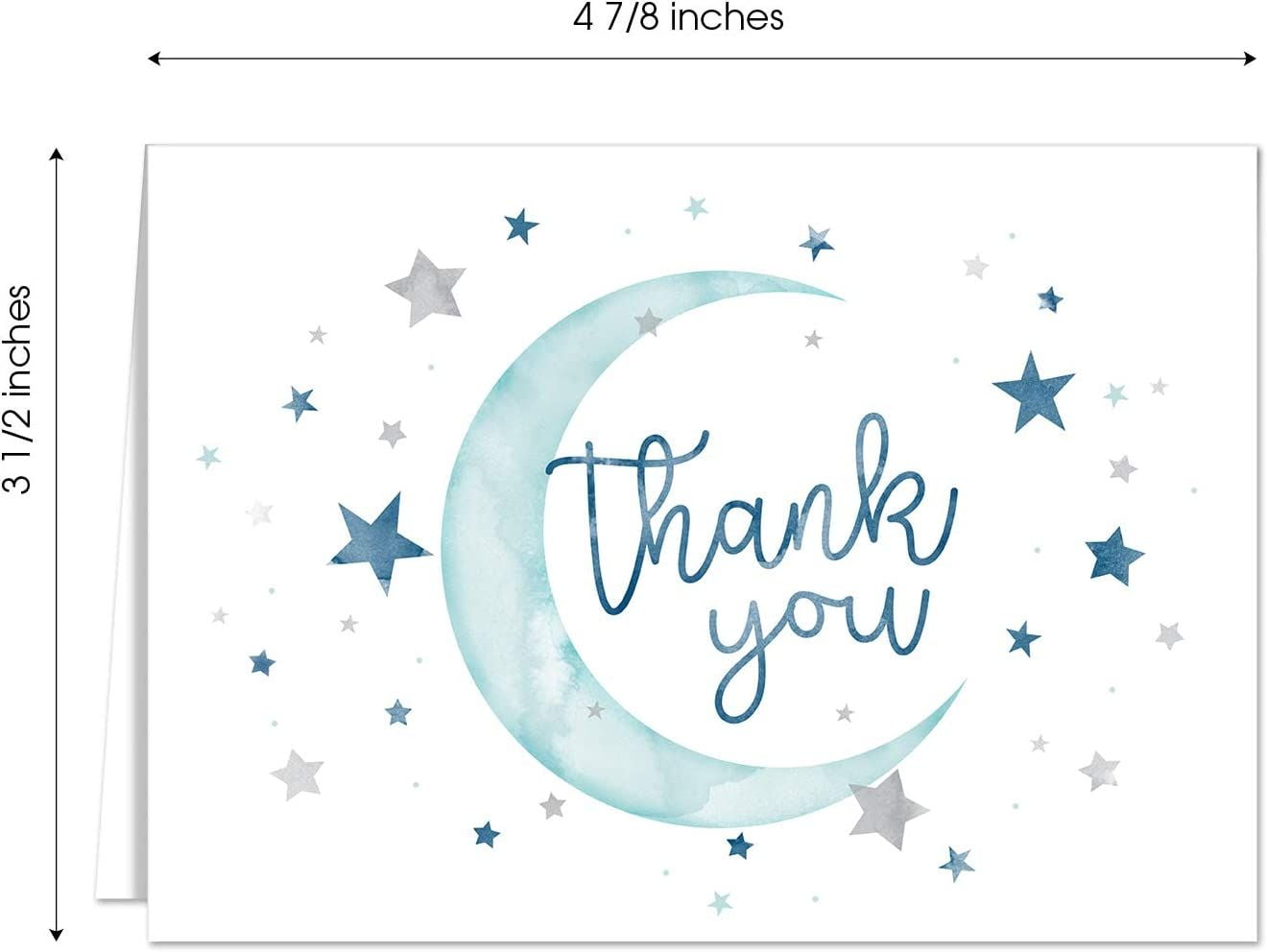 Baby Shower Thank You Cards - 8 Count Pastel Blue Dots Foldover Cards