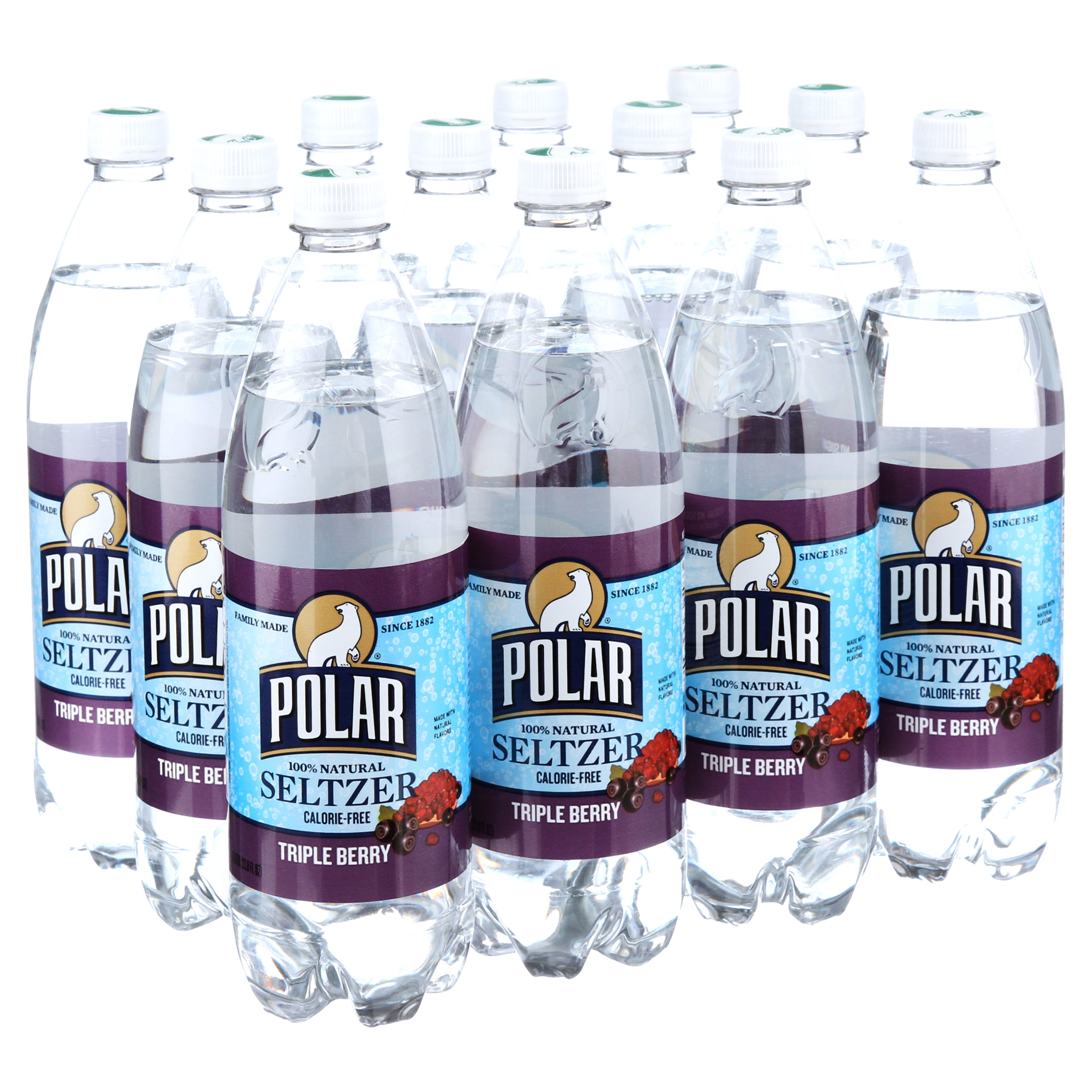Polar Seltzer Water, Triple Berry, 33.8 Fl Oz, 12 Count