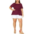 thumbnail image 3 of Unique Bargains Women's Plus Size Short Sleeve Solid Outfits Fashion Wrap Peplum Tops 3X Burgundy, 3 of 7