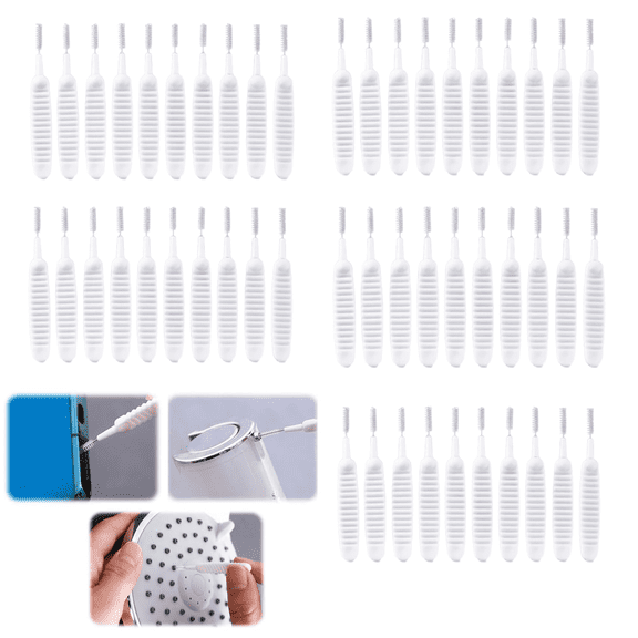 Shower Head Cleaning Brush for Small Hole,Showerhead Cleaning Brushes Picks for Household Bathroom and Kitchen, White, 50 Pack