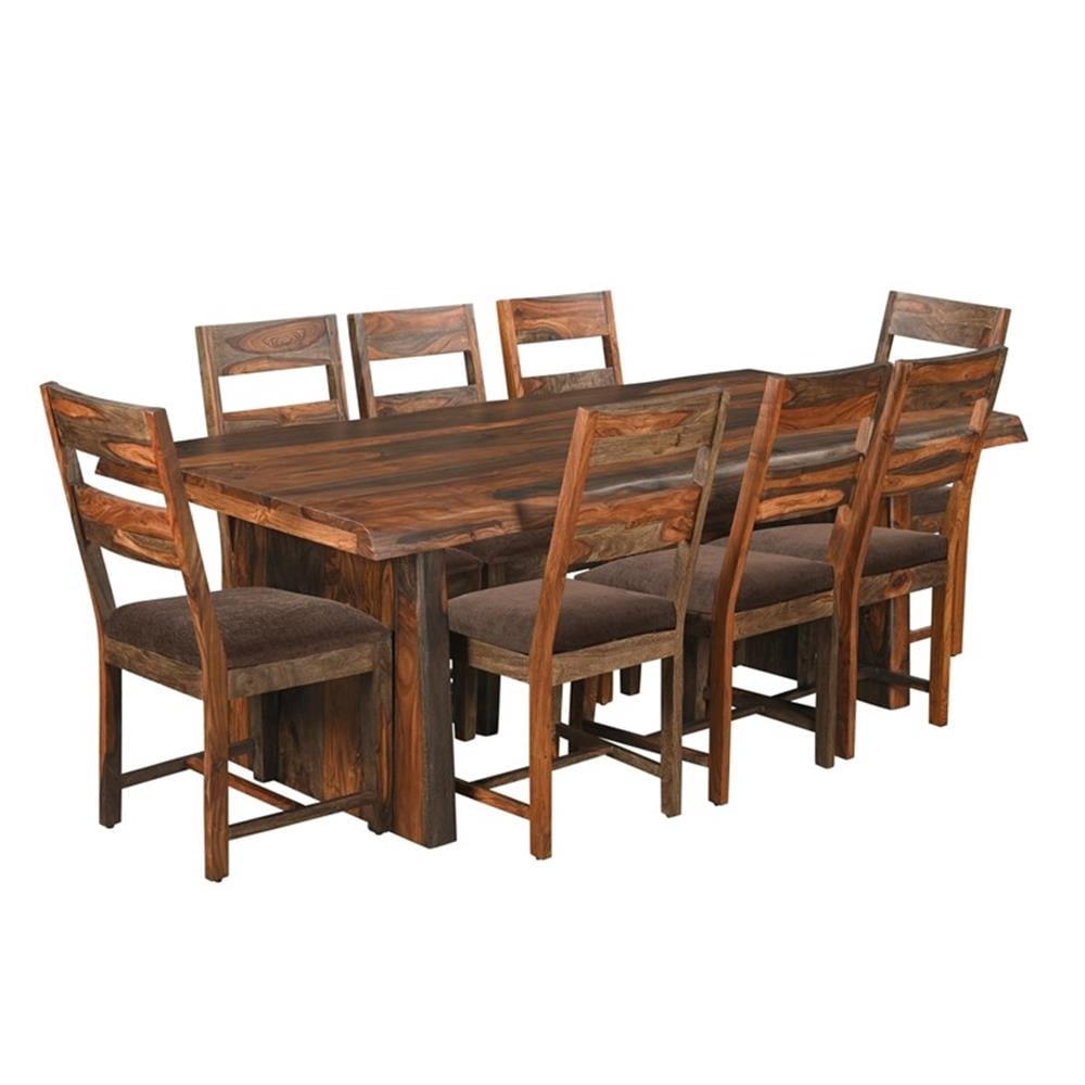 Pemberly Row 86" Live Edge Solid Wood Dining Table in Dark Brown