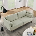 thumbnail image 2 of Modern Sofa 3-Seat Couch With Stainless Steel Trim And Metal Legs For Living Room, Linen Beige, 2 of 9