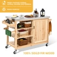 thumbnail image 2 of DWVO Outdoor Table and Storage Cabinet Solid Wood Movable Grill Table with Stainless Steel Top for Outside Patio Kitchen Island or Bar Cart - Natural, 2 of 6