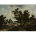thumbnail image 2 of Meindert Hobbema 24x19 Gold Ornate Framed and Double Matted Museum Art Print Titled - A Wooded Landscape with Travelers on a Path Through a Hamlet, 2 of 4