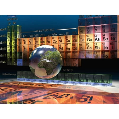 Illustration Of The Building Blocks Of The Earth The Periodic Table Of The Elements And A Globe Print Wall Art By Carol Mike Werner