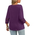 thumbnail image 5 of WellSize 3/4 Sleeve Womens Plus Size Tops V Neck Trendy Tunic Fall Blouses Curved Hem Casual Shirts, 5 of 8