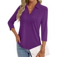thumbnail image 2 of Fantaslook Womens Polo Shirts Business Casual 3/4 Sleeve Tops V Neck Dressy Work Blouses Office Clothes, 2 of 10