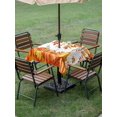thumbnail image 3 of Outdoor Tablecloth with Umbrella Hole and Zipper, Autumn Pumpkin Square Table Cloth 54x54 Inch Waterproof Tablecloth, Thanksgiving Fall Orange Red Gold Leaf Picnic Table Cover for Patio Camping, 3 of 7