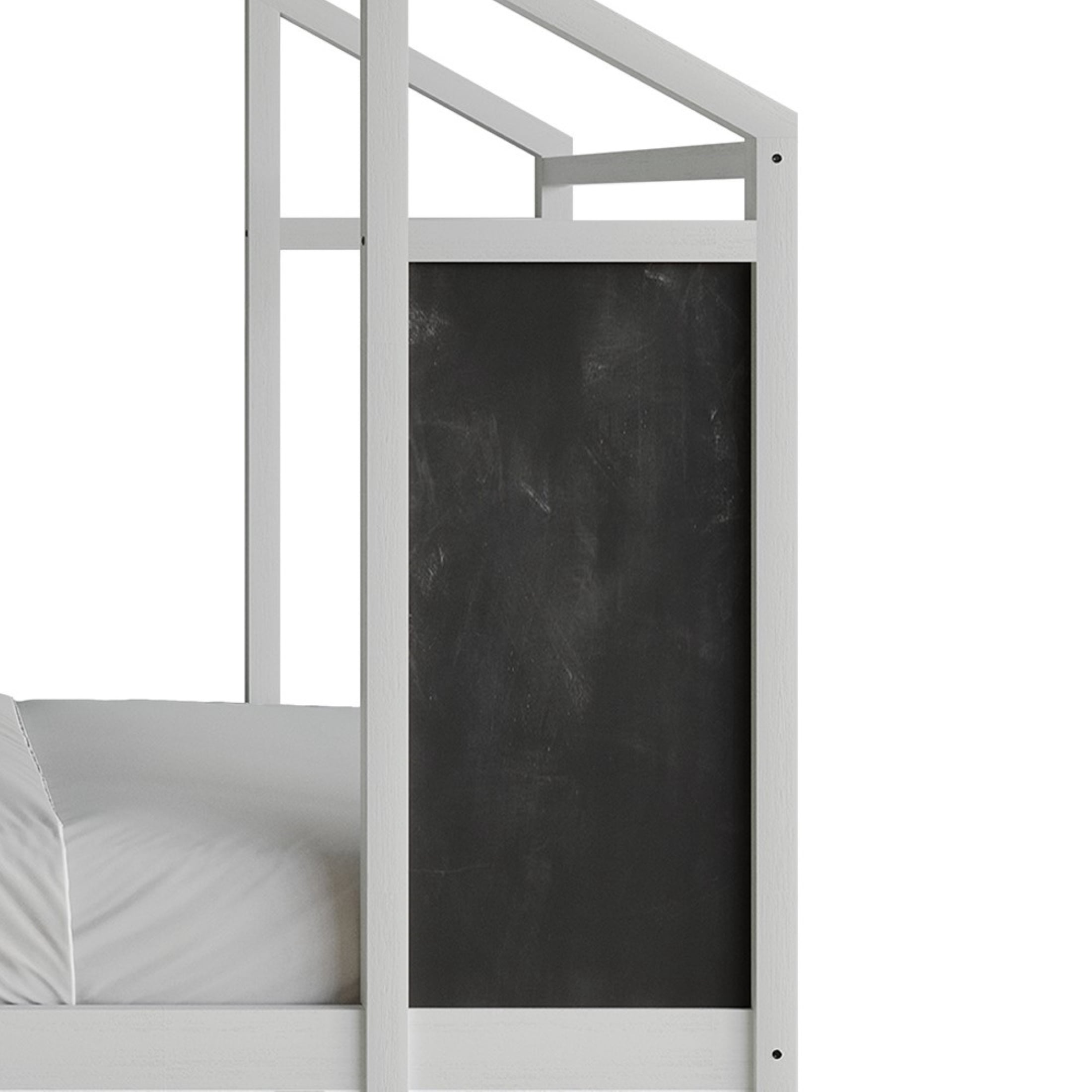 Castle Place Mid-Century Wooden Canopy Bed, White