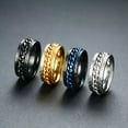 thumbnail image 2 of 8mm Blue/Gold/Black/Silver Chain Bands Male Stainless Steel Spinner Ring Sz 7-12, 2 of 9