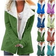 thumbnail image 5 of qucoqpe Women's Winter Warm Notched Lapel Collar Sherpa Lined Solid/Floral Printed Outerwear Fleece Jacket Coats on Clearance, 5 of 5