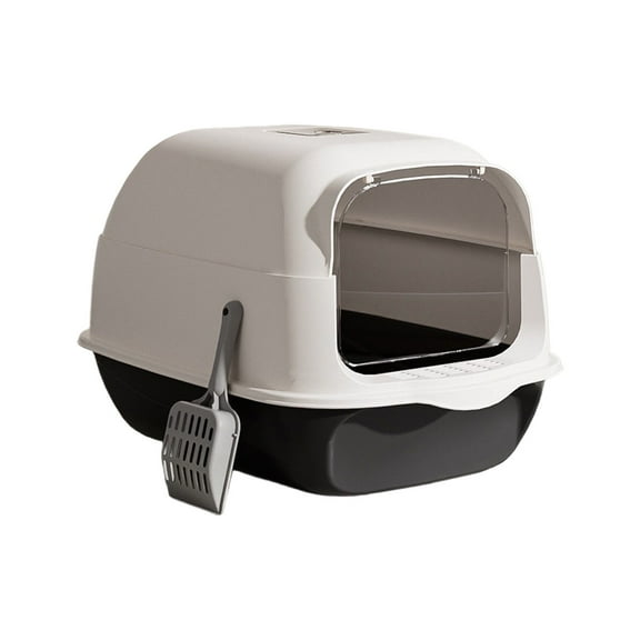 Cat Litter Box with Lid, Front Entry Exit Kitty Litter Box, Large Enclosed Plastic Cat Box with Litter Scoop & Litter,Litter Pan for Indoor Cats, Kittens