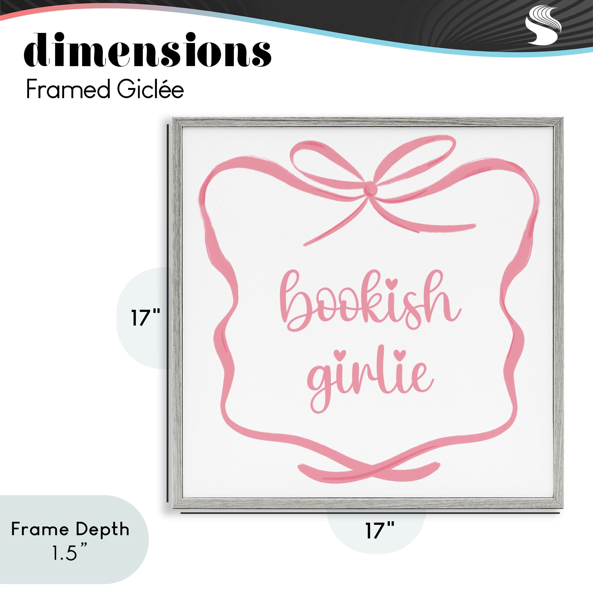 Stupell Industries Bookish Girlie with Bow Gray Framed Giclee Art, design by Lucille Price