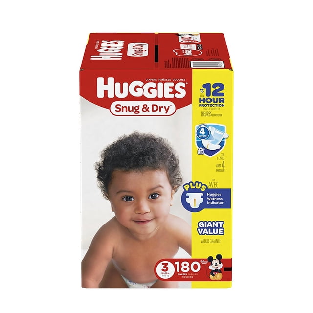 Pañales HUGGIES Snug & Dry talla 3, 180 unidades