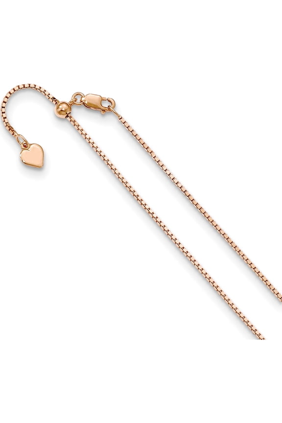Ss/Rose Plated Jbsp's Sterling Silver Rose Gold-Plated Adjustable 1.1mm Box Chain (30 X 1.1) Made In Italy fc56-30