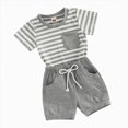 thumbnail image 4 of TOWED22 Toddler Baby Boy Outfits Summer Cute Cartoon Letter Short Sleeve Tee Top + Short Pants 2Pcs Clothes Set(Grey,6-12 Months), 4 of 4