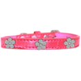 thumbnail image 1 of Silver Flower Widget Croc Dog Collar Bright Pink Size 18, 1 of 1