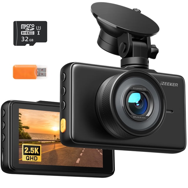 iZEEKER 2.5K Dash CAM, Cámara de Salpicadero para Coches con 1440P, Visión Nocturna, WDR, Pantalla IPS de 3", Gran Angular de 170°, Sensor G, Grabación en Bucle, Modo de Estacionamiento