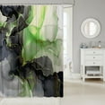 thumbnail image 2 of Black and Green Waterproof Bathroom Curtain Aesthetic Marble Bath Curtain Women,Foil Print Shower Curtain Mountain Fluid Bathroom Curtains,Marbling Shower Set, 2 of 5