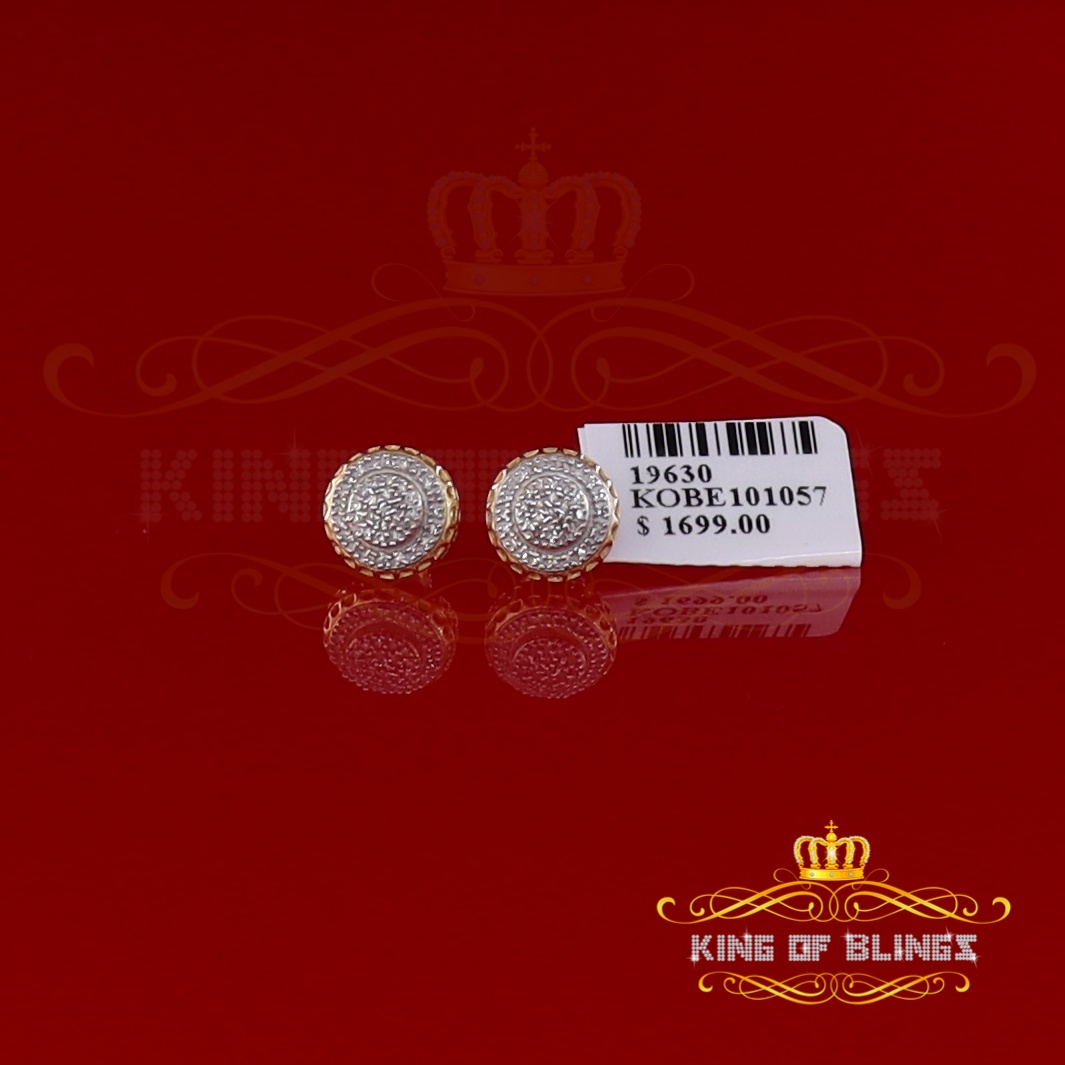 King of Bling's 10K Real Yellow Gold w/Real 0.33CT Diamond Men's/Women's Stud Round Earring