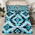 thumbnail image 2 of Manfei Vintage Aztec Print Twin Sheet Sets,Rustic Farmhouse Cabin Twin Fitted Sheet,Black Gray Blue Flat Sheet For Adults,Luxury Bedroom Decor,3 Pieces, 2 of 7