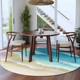 thumbnail image 3 of Round Rugs 6 Ft, Blue Gradient Beach Non Slip Area Rugs for Kitchen Bedroom Entryway, Watercolor Coastal Seaside Waves Ombre Washable Carpet Runner Rug Floor Mats for Bedroom Home Decor, 3 of 8