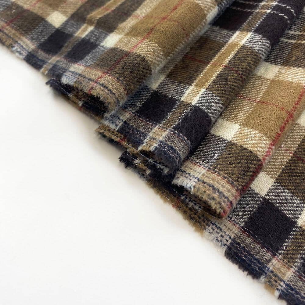 Flannel Brushed Hypoallergenic Cotton Tartan Plaid Geometric Benjamin Yarn Dyed Fabric By The Yard For Sewing Apparel, Accessories, & Décor - Brown / Beige (10 Yards)