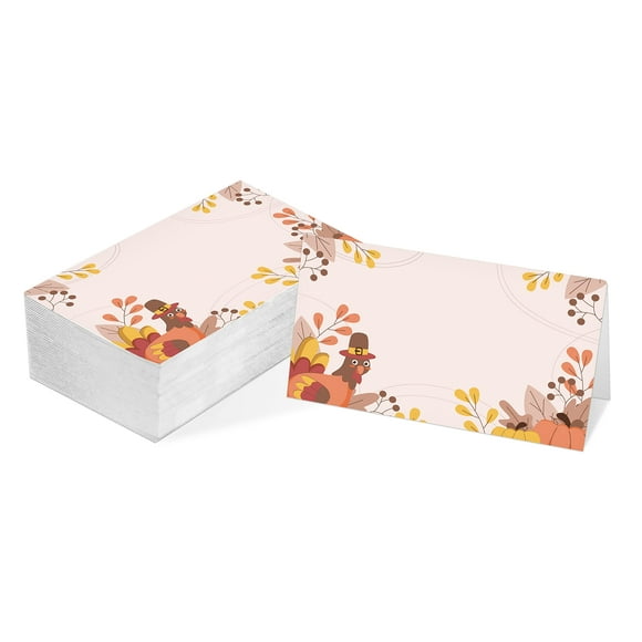 Paquete De 25 Tarjetas De Mesa Con Diseño De Tienda De Campaña Con Temática De Acción De Gracias De Otoño, Tarjetas De Lugar De Recepción Plegables Por La Mitad Con Pavo, Perfecto Para Cena De Acción
