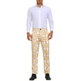 thumbnail image 2 of Floral Print Pants for Men's Flat Front Retro Paisley Flower Pattern Trousers 28 Khaki, 2 of 6