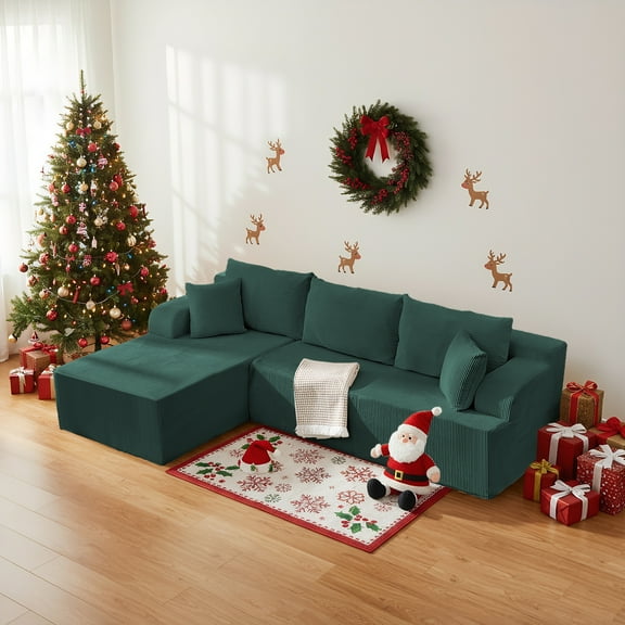ZAFLY 107" Cloud Sectional Couch with Chaise, Oversized L Shaped Deep Seat Couches and Sofas for Living Room - Green