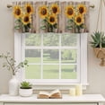 thumbnail image 2 of Sunflowers Curtain Valances for Windows, Kitchen Valance Window Treatments Panel 2 Pack, Farmhouse Wooden Grain Botanical Floral Rod Pocket Short Curtains for Bathroom Bedroom 54 x 18 Inch, 2 of 8