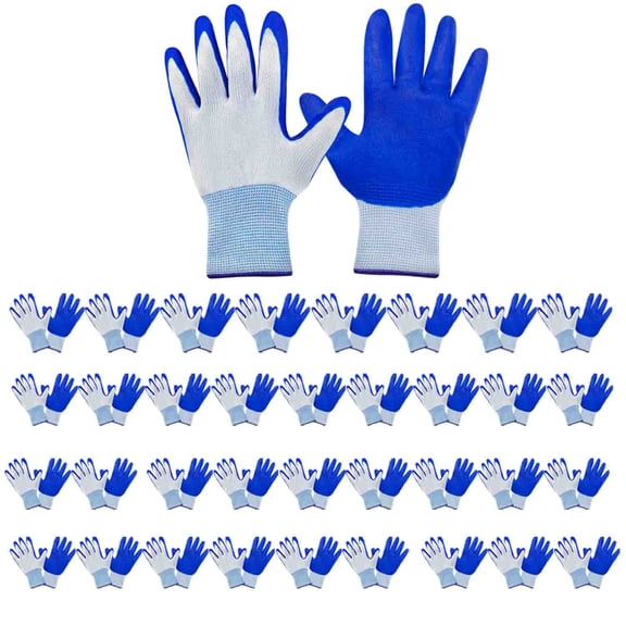 36 Pairs Gardening Work Gloves Bulk for Men Women, Breathable Nitrile Rubber Coated Garden Gloves for Gardening, 9.1 Inch Blue