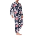 thumbnail image 2 of Hirioo Rose Flowers for Men's Pajama Sets 2 Piece Pjs Men's Long-Sleeved Pajama Set Button Down Sleepwear,S-XXL-X-Large, 2 of 7