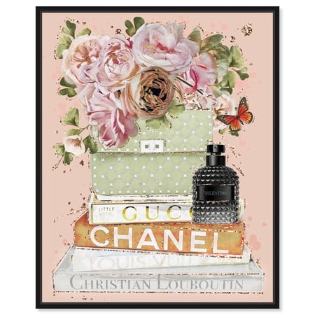 Floral and Glam Books Tan Canvas Fashion Art by Art Remedy, Black Frame, 16" x 20"